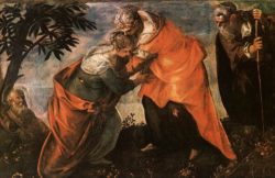 «Посещение» (или «Встреча Марии и Елизаветы», 158x237 см, ок.1588 г., Скуола Сан-Рокко, Венеция)
