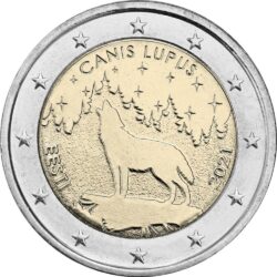 2 евро, Эстония (Эстонское национальное животное — волк)