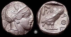Древнегреческая монета - тетрадрахма (ок. 490 г. до н.э.)