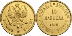 10 финских марок 1878 года (3,22 г, Au 900)