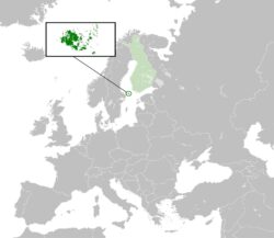 Аландские острова на карте Европы