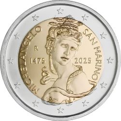 2 евро, Сан-Марино (550 лет со дня рождения Микеланджело)