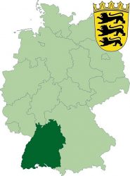 Федеральная земля Баден-Вюртемберг на карте Германии