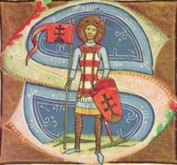 Нитранский и венгерский князь Стефан I (Иллюстрированная хроника, 1360)