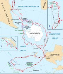 Маршрут экспедиции в высоких южных широтах и тропиках