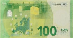Euro banknote 100 euro 2019 rev