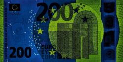 Euro banknote 200 euro 2019 obv uv