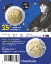 France 2 euro 2022. Erasmus. Coincard