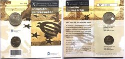 Блистер с 12 € серебр.монетой «10 лет Экономическому и валютному союзу» Spain 2009 2 euro + 12 euro