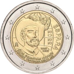 2 евро, Испания (500-летие первого кругосветного путешествия. Хуан Себастьян Элькано)