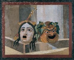 Античные маски трагедии и комедии (мозаика II века, Капитолийский музей, Рим)