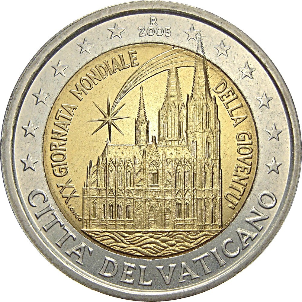 2 евро, Ватикан (XX Международный день молодёжи в Кёльне)