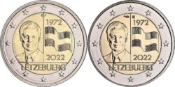 2 euro 2022. Flag of Luxembourg