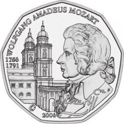 5 евро, Австрия (250 лет со дня рождения В.А. Моцарта)