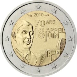 2 евро, Франция (70 лет речи Шарля де Голля 18 июня 1940 г.)