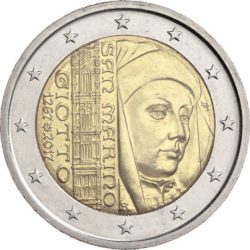 2 евро, Сан-Марино (750 лет со дня рождения Джотто ди Бондоне)