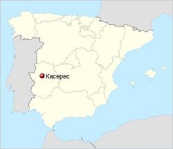 Cáceres on the map of Spain