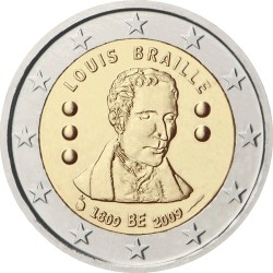 2 евро, Бельгия (200 лет со дня рождения Луи Брайля)