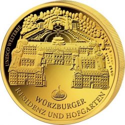 100 евро, Германия (Вюрцбургская резиденция и дворцовый сад Хофгартен)